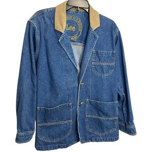 Vintage Lee Denim Corduroy Collar Barn Chore Jacket